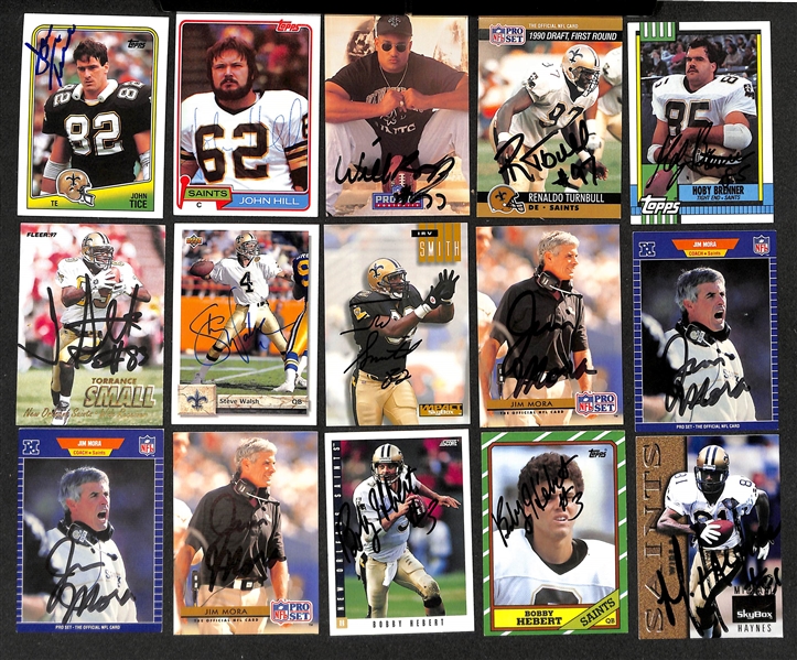 Lot of (300+) Signed New Orleans Saints Cards inc. (7) Archie Manning, (2) Tom Myers, (3) Morten Anderson, + (Beckett BAS Reviewed)