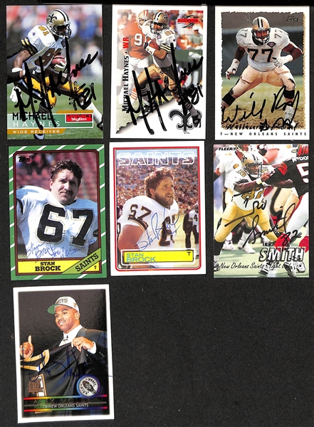 Lot of (300+) Signed New Orleans Saints Cards inc. (7) Archie Manning, (2) Tom Myers, (3) Morten Anderson, + (Beckett BAS Reviewed)