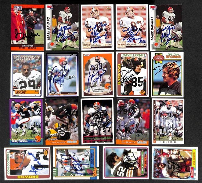 Lot of (150+) Signed Cleveland Browns Cards inc. (9) Ozzie Newsome, (3) Earnest Byner, (3) Tommy Vardell, + (Beckett BAS Reviewed)