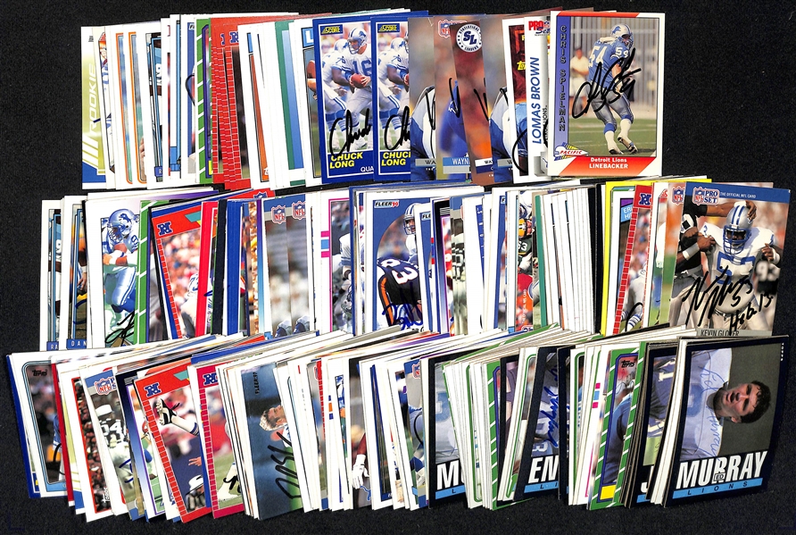 Lot of (230+) Signed Detroit Lions Cards inc. (2) Bennie Brown, (2) Lomas Brown, (4) Wayne Fontes, + (Beckett BAS Reviewed)