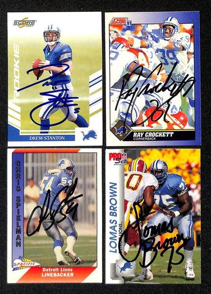 Lot of (230+) Signed Detroit Lions Cards inc. (2) Bennie Brown, (2) Lomas Brown, (4) Wayne Fontes, + (Beckett BAS Reviewed)