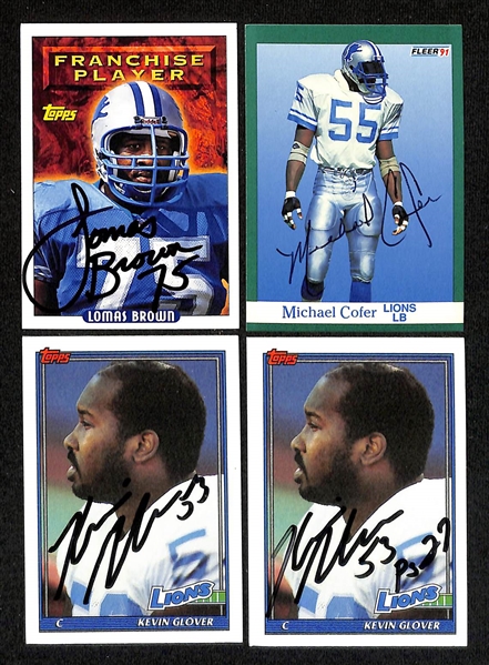 Lot of (230+) Signed Detroit Lions Cards inc. (2) Bennie Brown, (2) Lomas Brown, (4) Wayne Fontes, + (Beckett BAS Reviewed)