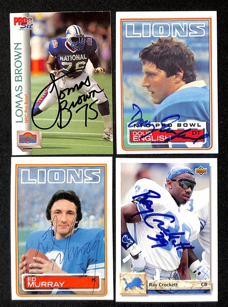 Lot of (230+) Signed Detroit Lions Cards inc. (2) Bennie Brown, (2) Lomas Brown, (4) Wayne Fontes, + (Beckett BAS Reviewed)