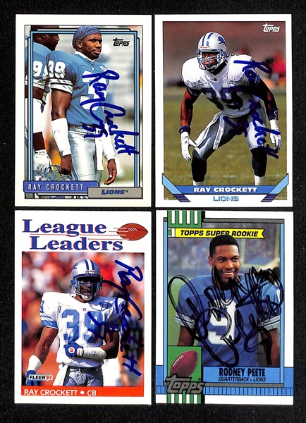 Lot of (230+) Signed Detroit Lions Cards inc. (2) Bennie Brown, (2) Lomas Brown, (4) Wayne Fontes, + (Beckett BAS Reviewed)