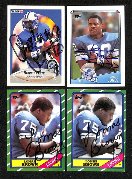 Lot of (230+) Signed Detroit Lions Cards inc. (2) Bennie Brown, (2) Lomas Brown, (4) Wayne Fontes, + (Beckett BAS Reviewed)