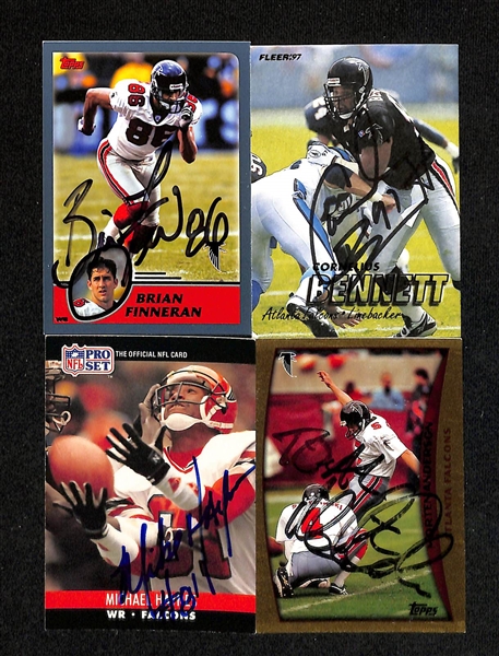 Lot of (200+) Signed Atlanta Falcons Cards inc. (2) Steve Bartkowski, (4) Lincoln Kennedy, (3) Jerry Glanville, + (Beckett BAS Reviewed)