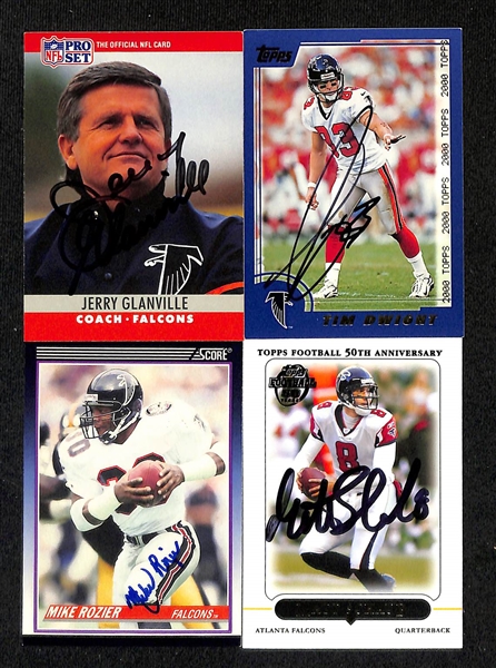 Lot of (200+) Signed Atlanta Falcons Cards inc. (2) Steve Bartkowski, (4) Lincoln Kennedy, (3) Jerry Glanville, + (Beckett BAS Reviewed)