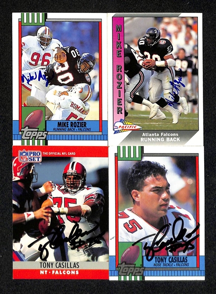 Lot of (200+) Signed Atlanta Falcons Cards inc. (2) Steve Bartkowski, (4) Lincoln Kennedy, (3) Jerry Glanville, + (Beckett BAS Reviewed)