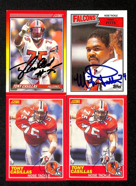 Lot of (200+) Signed Atlanta Falcons Cards inc. (2) Steve Bartkowski, (4) Lincoln Kennedy, (3) Jerry Glanville, + (Beckett BAS Reviewed)