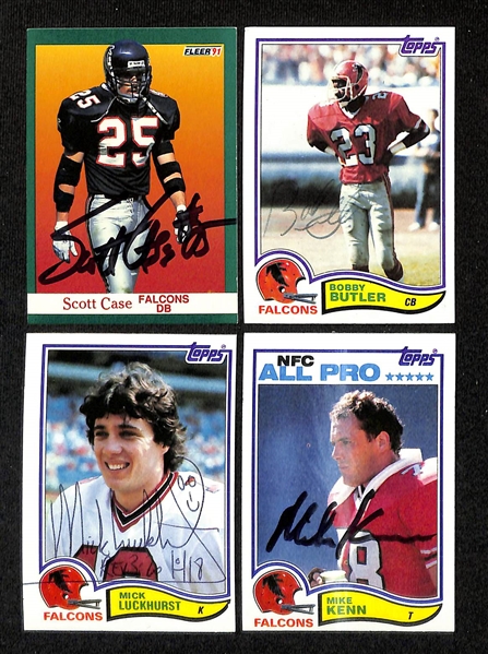 Lot of (200+) Signed Atlanta Falcons Cards inc. (2) Steve Bartkowski, (4) Lincoln Kennedy, (3) Jerry Glanville, + (Beckett BAS Reviewed)