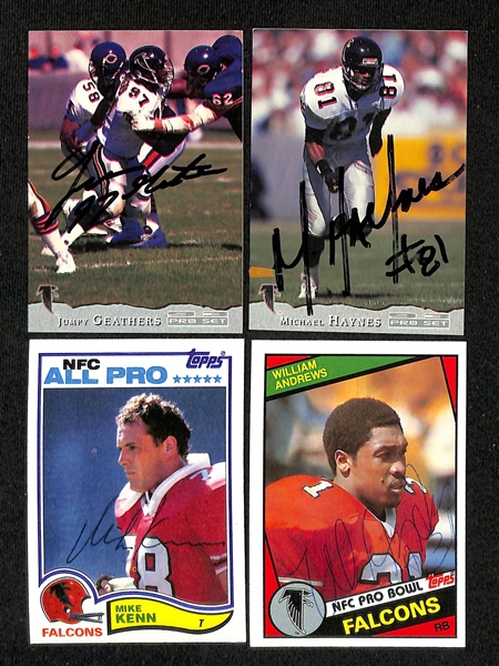 Lot of (200+) Signed Atlanta Falcons Cards inc. (2) Steve Bartkowski, (4) Lincoln Kennedy, (3) Jerry Glanville, + (Beckett BAS Reviewed)