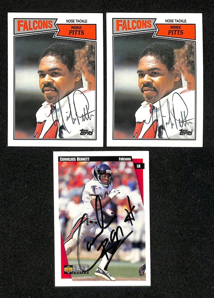 Lot of (200+) Signed Atlanta Falcons Cards inc. (2) Steve Bartkowski, (4) Lincoln Kennedy, (3) Jerry Glanville, + (Beckett BAS Reviewed)