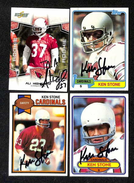 Lot of (250+) Signed Arizona Cardinals Cards inc. Kurt Warner, (2) Chris Chandler, (14) Aeneas Williams, Anquan Boldin, + (Beckett BAS Reviewed)