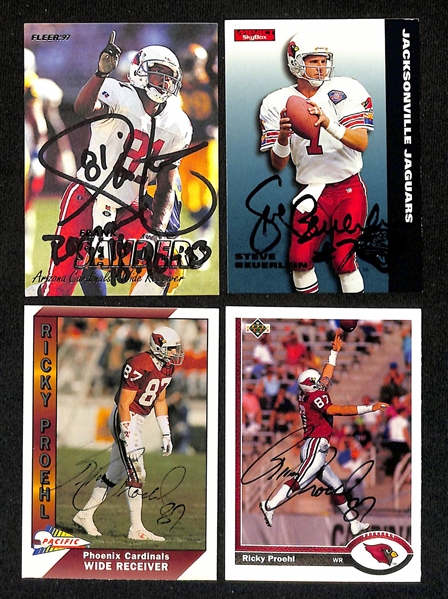 Lot of (250+) Signed Arizona Cardinals Cards inc. Kurt Warner, (2) Chris Chandler, (14) Aeneas Williams, Anquan Boldin, + (Beckett BAS Reviewed)