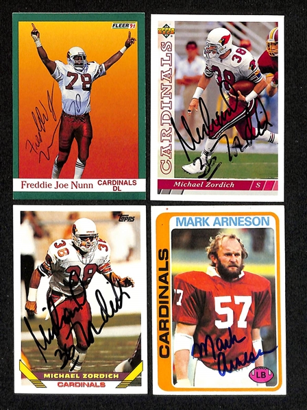 Lot of (250+) Signed Arizona Cardinals Cards inc. Kurt Warner, (2) Chris Chandler, (14) Aeneas Williams, Anquan Boldin, + (Beckett BAS Reviewed)