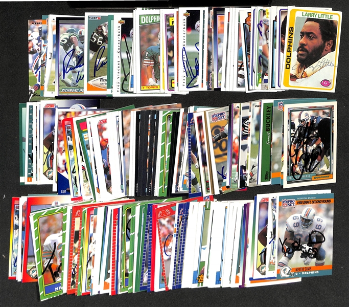 Lot of (200+) Signed Miami Dolphins Cards inc. (3) Larry Little, (2) Zach Thomas, Don Shula, + (Beckett BAS Reviewed)