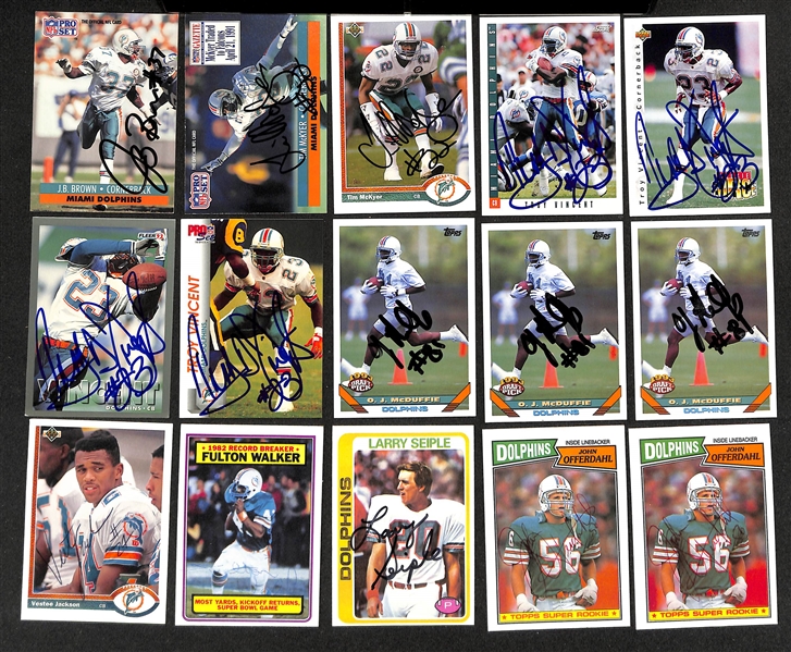 Lot of (200+) Signed Miami Dolphins Cards inc. (3) Larry Little, (2) Zach Thomas, Don Shula, + (Beckett BAS Reviewed)