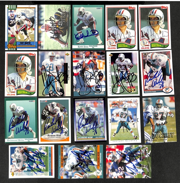 Lot of (200+) Signed Miami Dolphins Cards inc. (3) Larry Little, (2) Zach Thomas, Don Shula, + (Beckett BAS Reviewed)