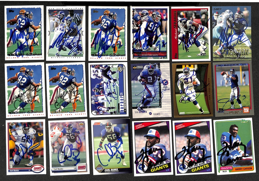 Lot of (280+) Signed New York Giants Cards inc. (8) Michael Strahan, (3) Tiki Barber, + (Beckett BAS Reviewed)