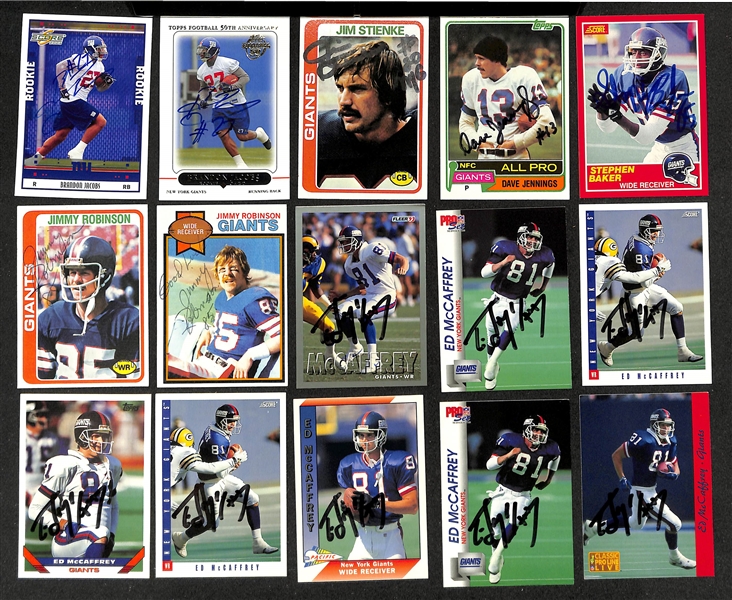 Lot of (280+) Signed New York Giants Cards inc. (8) Michael Strahan, (3) Tiki Barber, + (Beckett BAS Reviewed)