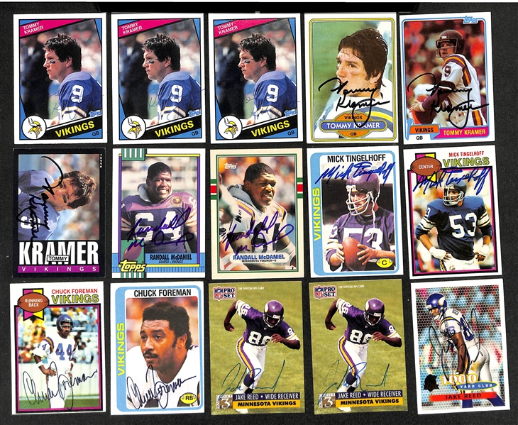  Lot of (225+) Signed Minnesota Vikings Cards inc. Herschel Walker, (2) Mick Tingelhoff, (2) Chuck Foreman, (2) Randall McDaniel, (5) Tommy Kramer, + (Beckett BAS Reviewed)