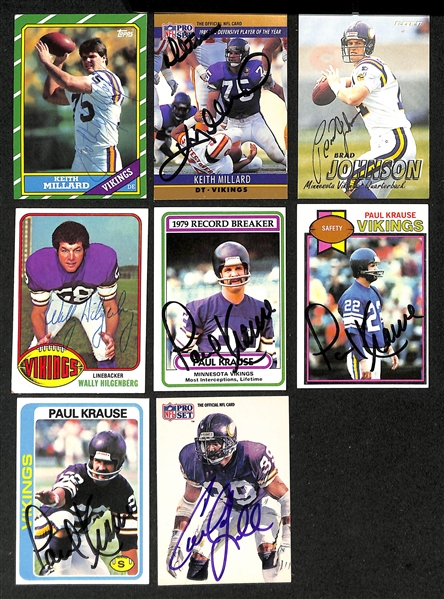  Lot of (225+) Signed Minnesota Vikings Cards inc. Herschel Walker, (2) Mick Tingelhoff, (2) Chuck Foreman, (2) Randall McDaniel, (5) Tommy Kramer, + (Beckett BAS Reviewed)