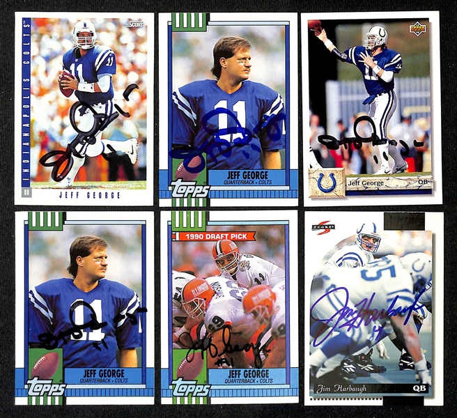 Lot of (350+) Signed Indianapolis Colts Cards inc. (5) Jeff George (11) Jim Harbaugh, (2) Ted Marchibroda, + (Beckett BAS Reviewed)