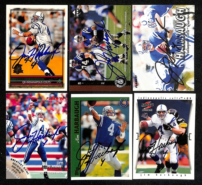 Lot of (350+) Signed Indianapolis Colts Cards inc. (5) Jeff George (11) Jim Harbaugh, (2) Ted Marchibroda, + (Beckett BAS Reviewed)