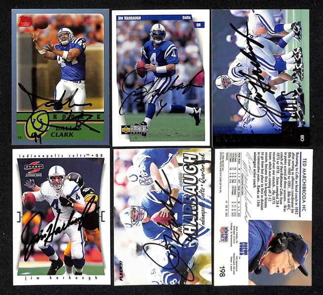 Lot of (350+) Signed Indianapolis Colts Cards inc. (5) Jeff George (11) Jim Harbaugh, (2) Ted Marchibroda, + (Beckett BAS Reviewed)