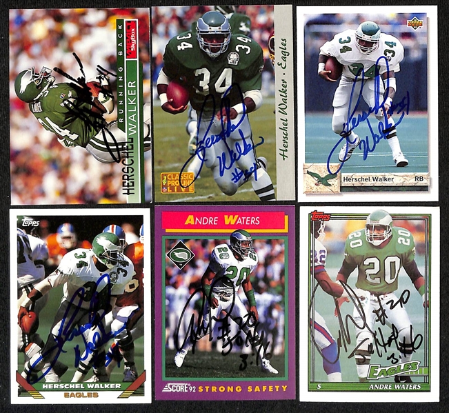 Lot of (225+) Signed Philadelphia Eagles Cards inc. (6) Herschel Walker, (12) Andre Waters, + (Beckett BAS Reviewed)