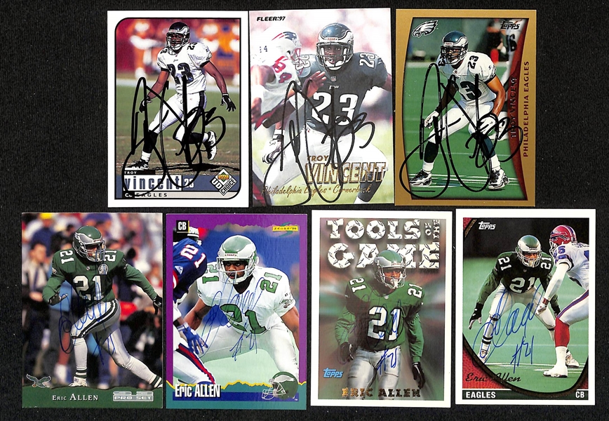 Lot of (225+) Signed Philadelphia Eagles Cards inc. (6) Herschel Walker, (12) Andre Waters, + (Beckett BAS Reviewed)