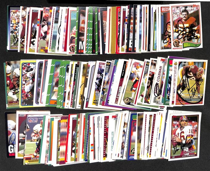 Lot of (200+) Signed Washington Redskins Cards inc. (8) Joe Theismann, (6) Joe Jacoby, Jeff Bostic, + (Beckett BAS Reviewed)