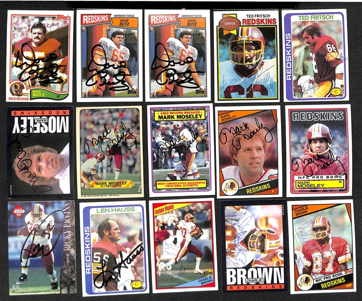 Lot of (200+) Signed Washington Redskins Cards inc. (8) Joe Theismann, (6) Joe Jacoby, Jeff Bostic, + (Beckett BAS Reviewed)