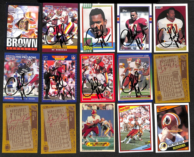 Lot of (200+) Signed Washington Redskins Cards inc. (8) Joe Theismann, (6) Joe Jacoby, Jeff Bostic, + (Beckett BAS Reviewed)