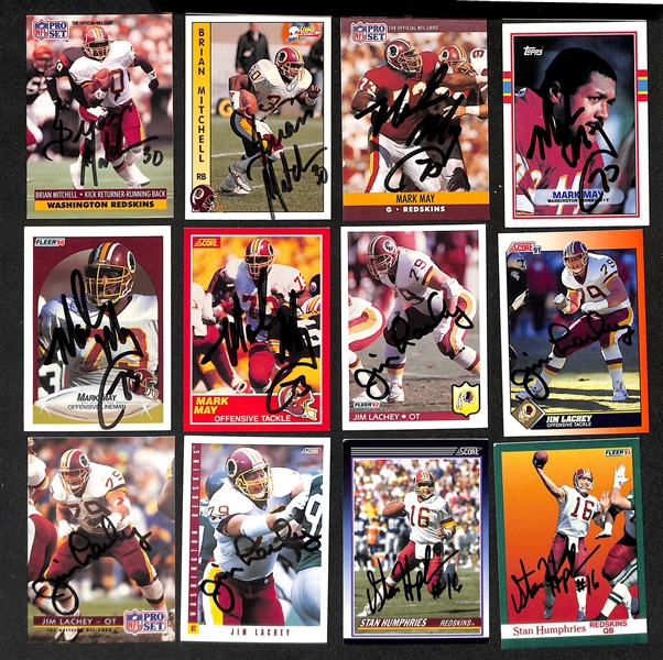 Lot of (200+) Signed Washington Redskins Cards inc. (8) Joe Theismann, (6) Joe Jacoby, Jeff Bostic, + (Beckett BAS Reviewed)