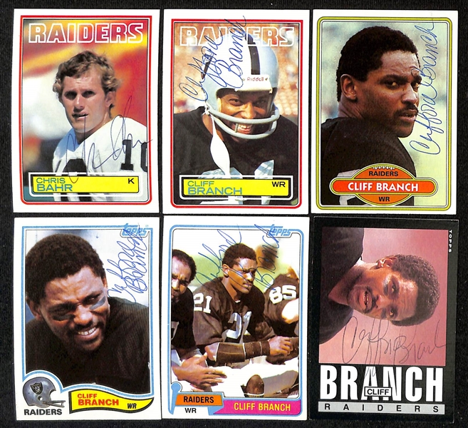 Lot of (200+) Signed Raiders Cards inc. (11) Cliff Branch, (2) Ken Stabler, + (Beckett BAS Reviewed)