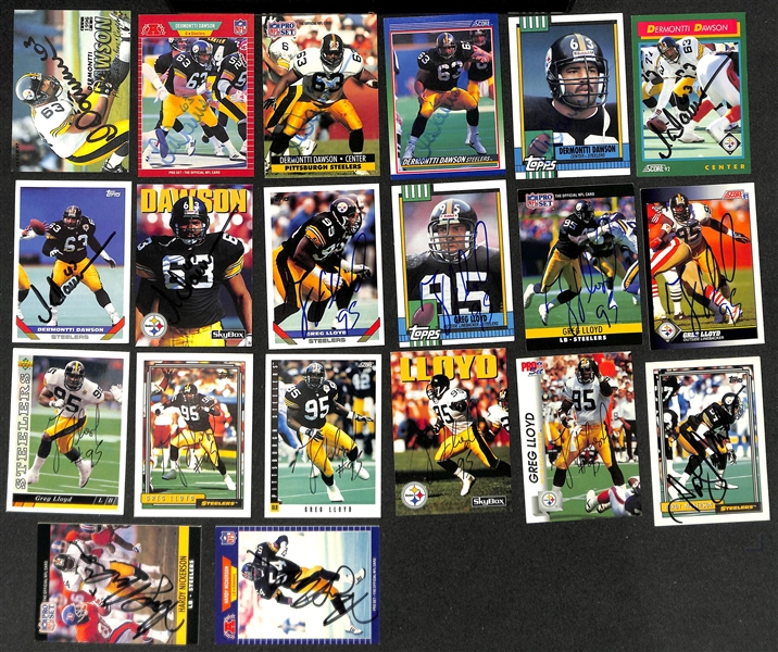 Lot of (180+) Signed Pittsburgh Steelers Cards inc. (4) Jack Ham, (3) Joe Greene, Rod Woodson, (9) Dermontti Dawson, + (Beckett BAS Reviewed)