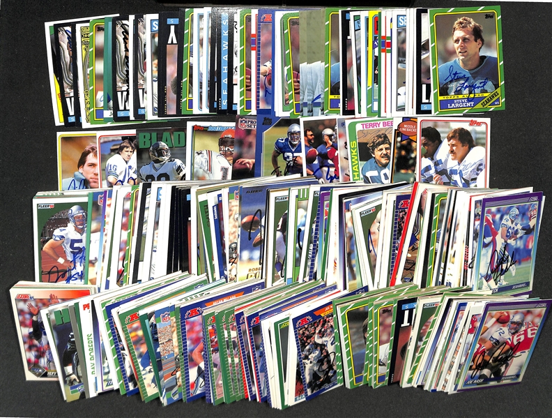 Lot of (400+) Signed Seattle Seahawks Cards inc. (16) Steve Largent, (4) Tom Flores, (10) Dave Krieg, + (Beckett BAS Reviewed)