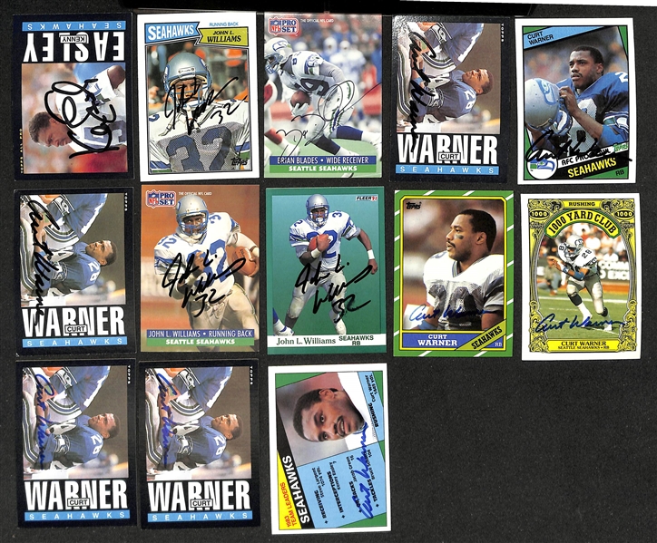 Lot of (400+) Signed Seattle Seahawks Cards inc. (16) Steve Largent, (4) Tom Flores, (10) Dave Krieg, + (Beckett BAS Reviewed)