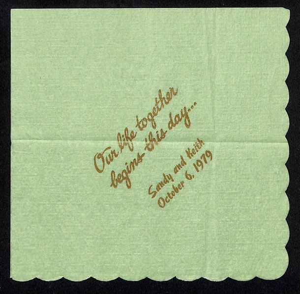 Muhammad Ali Signed Wedding Napkin dated 1979 (JSA Auction Letter)