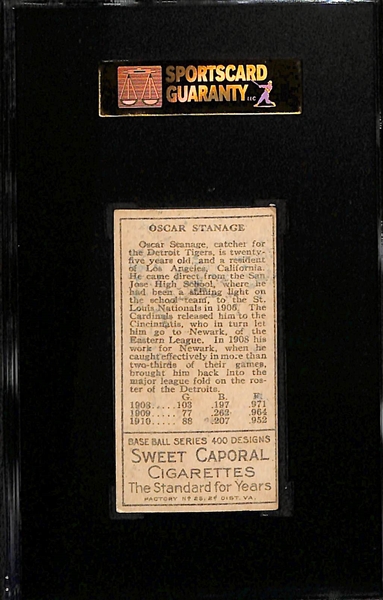 1911 Sweet Caporal T205 Oscar Stanage SGC 5