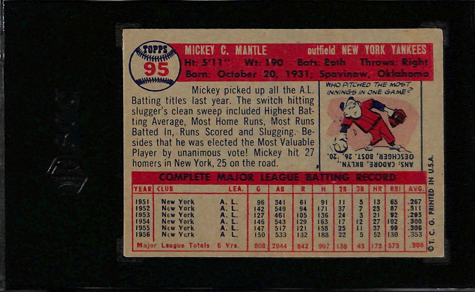 1957 Topps Mickey Mantle #95 Graded SGC 5