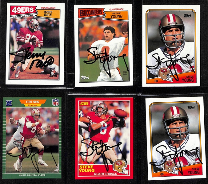 Lot of (10) Autographed Topps Cards - (4) Jerry Rice, (1) Joe Montana, (5) Steve Young  (JSA Auction Letter)