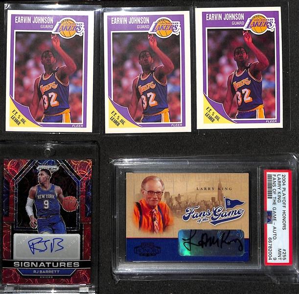 Lot of (40) Graded and Ungraded Basketball and Baseball Cards w. Magic Johnson, RJ Barrett, Larry King, Autographs