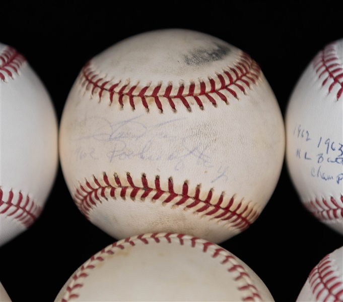 Lot of (6) Signed Baseballs with Carl Erskine, Grady Sizemore, Tommy Davis, + (JSA Auction Letter)