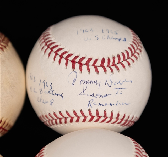 Lot of (6) Signed Baseballs with Carl Erskine, Grady Sizemore, Tommy Davis, + (JSA Auction Letter)