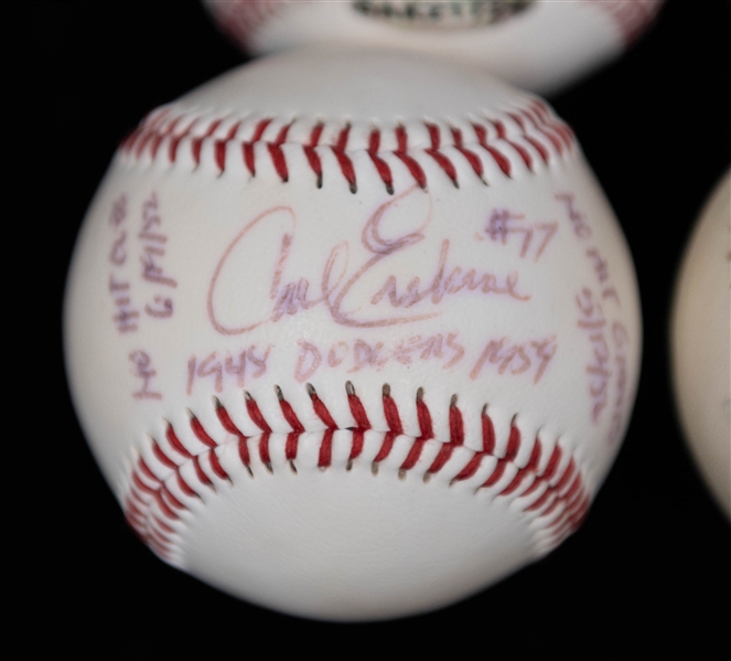 Lot of (6) Signed Baseballs with Carl Erskine, Grady Sizemore, Tommy Davis, + (JSA Auction Letter)