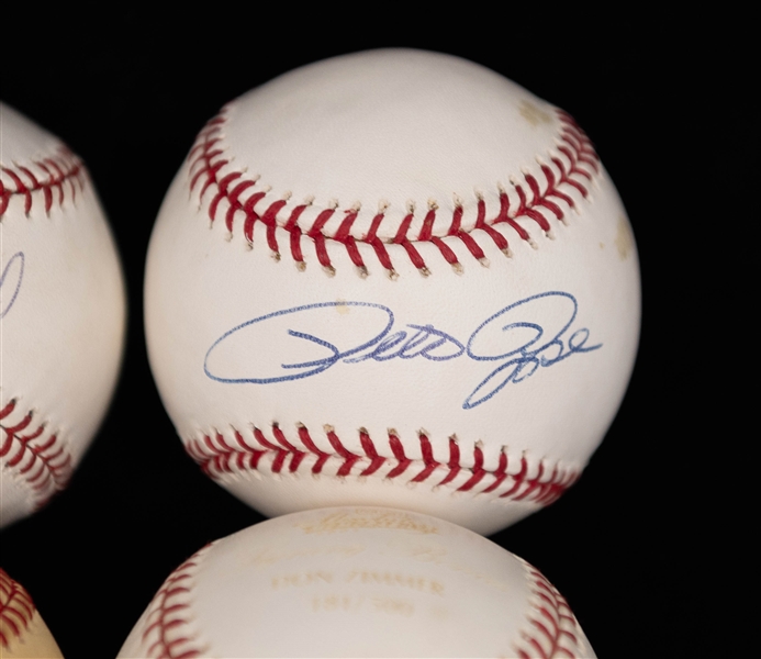 Lot of (6) Signed Baseballs w. Pete Rose, Don Zimmer, Don Larsen, + (JSA Auction Letter)