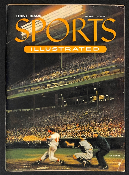 First Issue Sports Illustrated #1: August 16 1954 w. (27) Uncut Baseball Cards inc. Mays, Ashburn, Doby, Robinson, Williams 