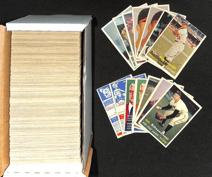 Lot of Approx (400) 1957 Topps NL Baseball Cards w. Campanella & Snider